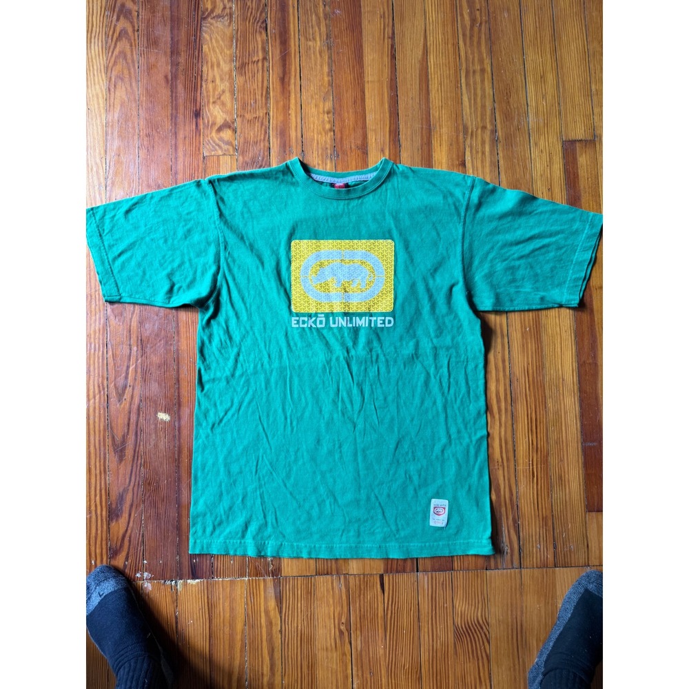 Ecko Unltd Mens Graphic T-Shirt Green Rhino Logo Streetwear Size M